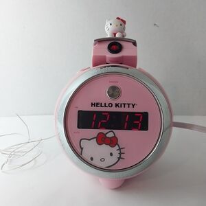 Hello Kitty 2009 KT2054 Pink LED Projector Alarm Clock AM FM Radio Time Display